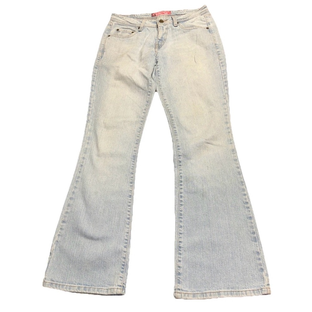 Levi's 518 Light Wash Superlow Stretch Bootcut Distressed Vintage Jeans Sz 7M